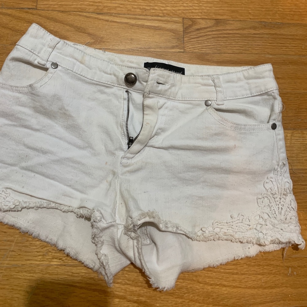 White jean shorts